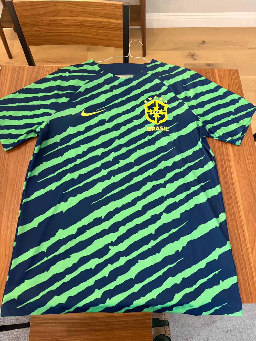 Nike Brasil Short Sleeve Soccer Shirt - Navy & Lime Green